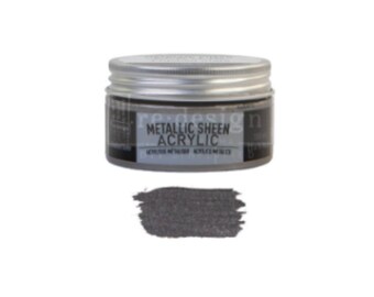 Crushed Slate Metallic Acrylic Paint, Shimmery Dark Silver Finish