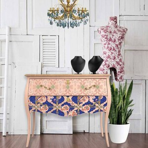 Cece Restyled And Redesign With Prima &quot;Fashion & Florals&quot; Decor Transfer, Damask Rub On Image Transfer, Colorful Pattern Furniture Decal