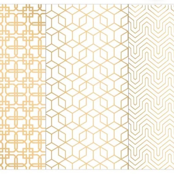 Redesign With Prima "Motif Geometrique" Mini Decor Transfer, 3 Sheets, 6x12, Gold Geometric Pattern, Furniture Image, Mini Decal