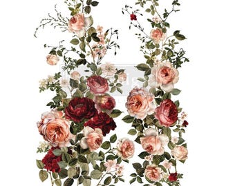 Scarlet Embrace Decor Transfer, Large Floral Decal, Furniture Applique (24"x35")