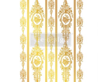 New! Redesign With Prima & Kacha CHATEAU FILIGREE Decor Transfer, Gold Foil Furniture Decal