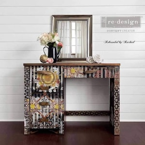 Cece Restyled And Redesign With Prima &quot;Stately & Stylish&quot; Decor Transfer, Stripes Rub On Image Transfer, Colorful Pattern Furniture Decal