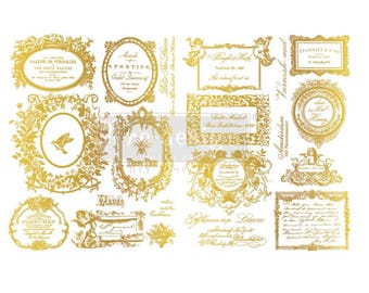 New! Redesign With Prima FLEUR DE MINUIT H2O Decor Transfer, Gold Labels, French Style