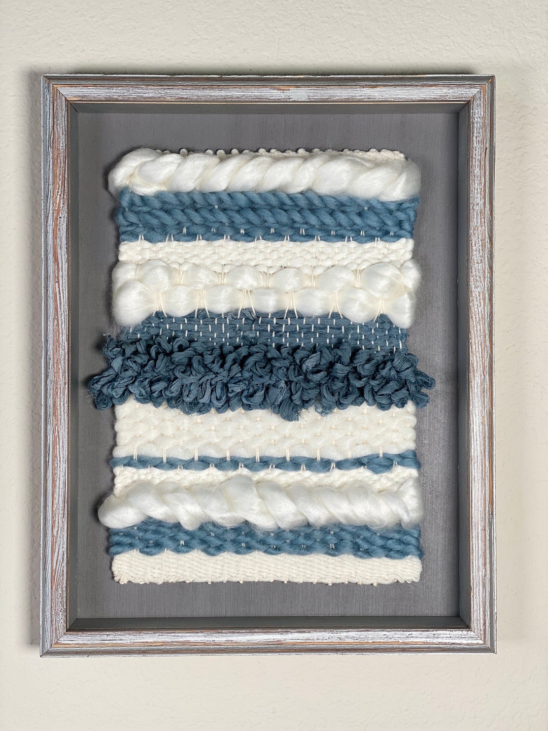 Blue Sky Framed Woven Art Etsy