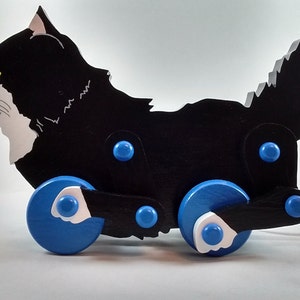 Wooden Push Cat/Wooden Push Cat With Wheels/Wood Toy Cat/Wooden Toy/Cat Lovers Wood Toy Gift/Cat/Wood Cat/Birthday Gift