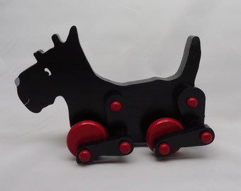 Wood toy dog/Wooden Push dog/Wooden Push Dog With Wheels/Wooden Toy/Dog Lovers Wood Toy Gift/Dog/Scottish terrier/Birthday gift