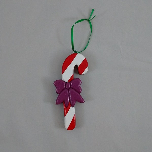 Candy Cane, Candy Cane with Bow, Intarsia Christmas Ornament, Handmade Christmas Ornament, Christmas Tree Ornament, Stocking Stuffer