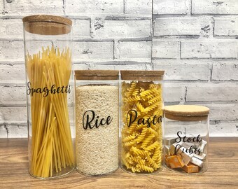Glass food Jar with Cork lid- Pasta/Rice storage