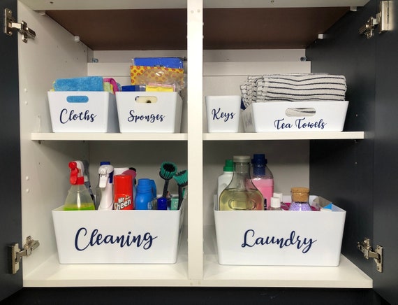 Personalised Storage Boxes, Cleaning Cupboard Organisation