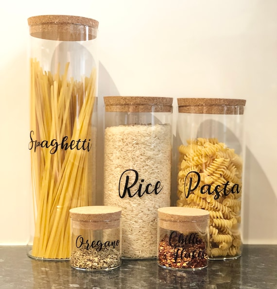 Glass Food Jar With Cork Lid Pasta/rice Storage 