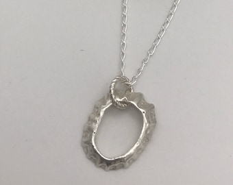 Handmade Fine Silver Weathered Limpet  Pendant Necklace