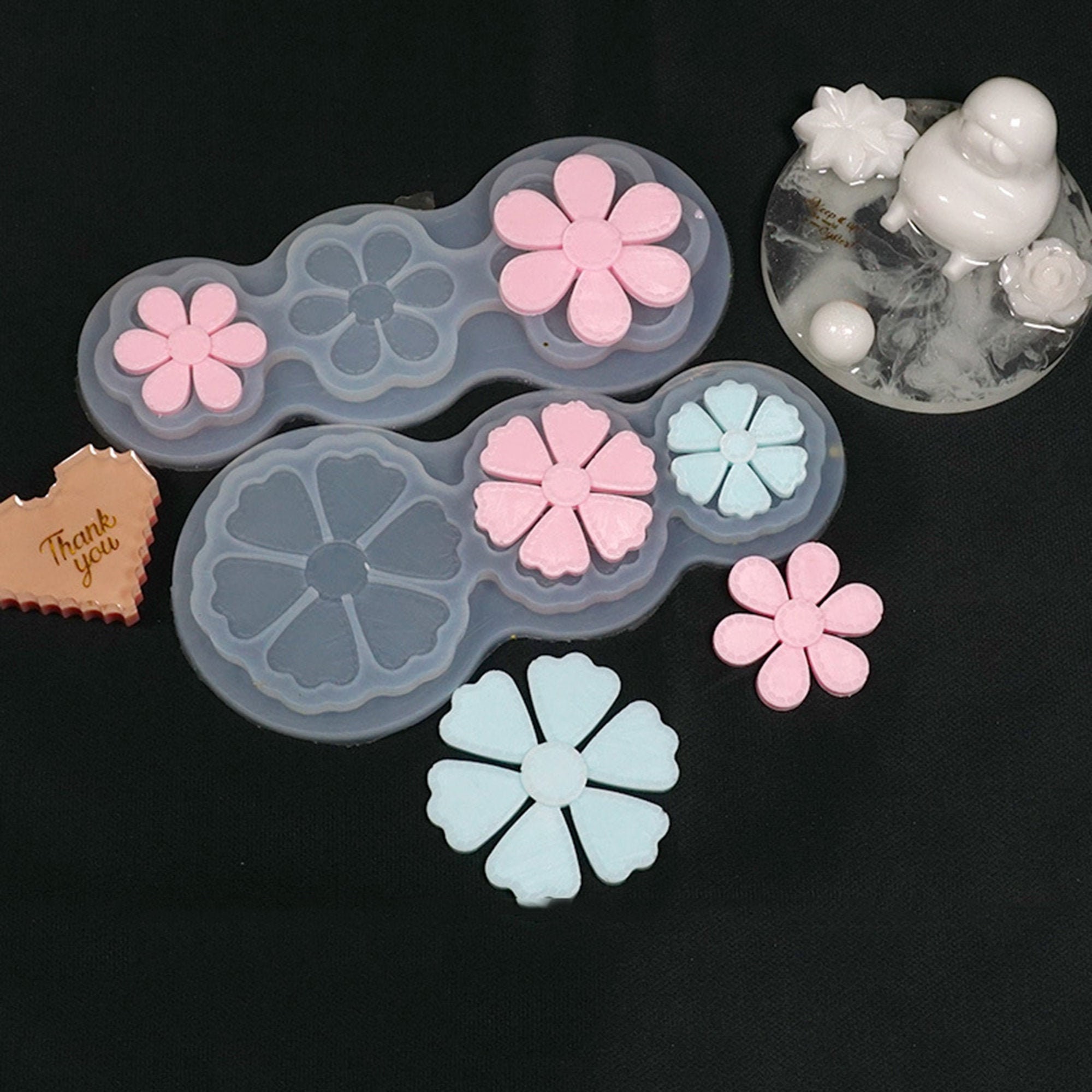 3 Holes Daisy Flower Mold Six petal Flower Resin Mold Etsy