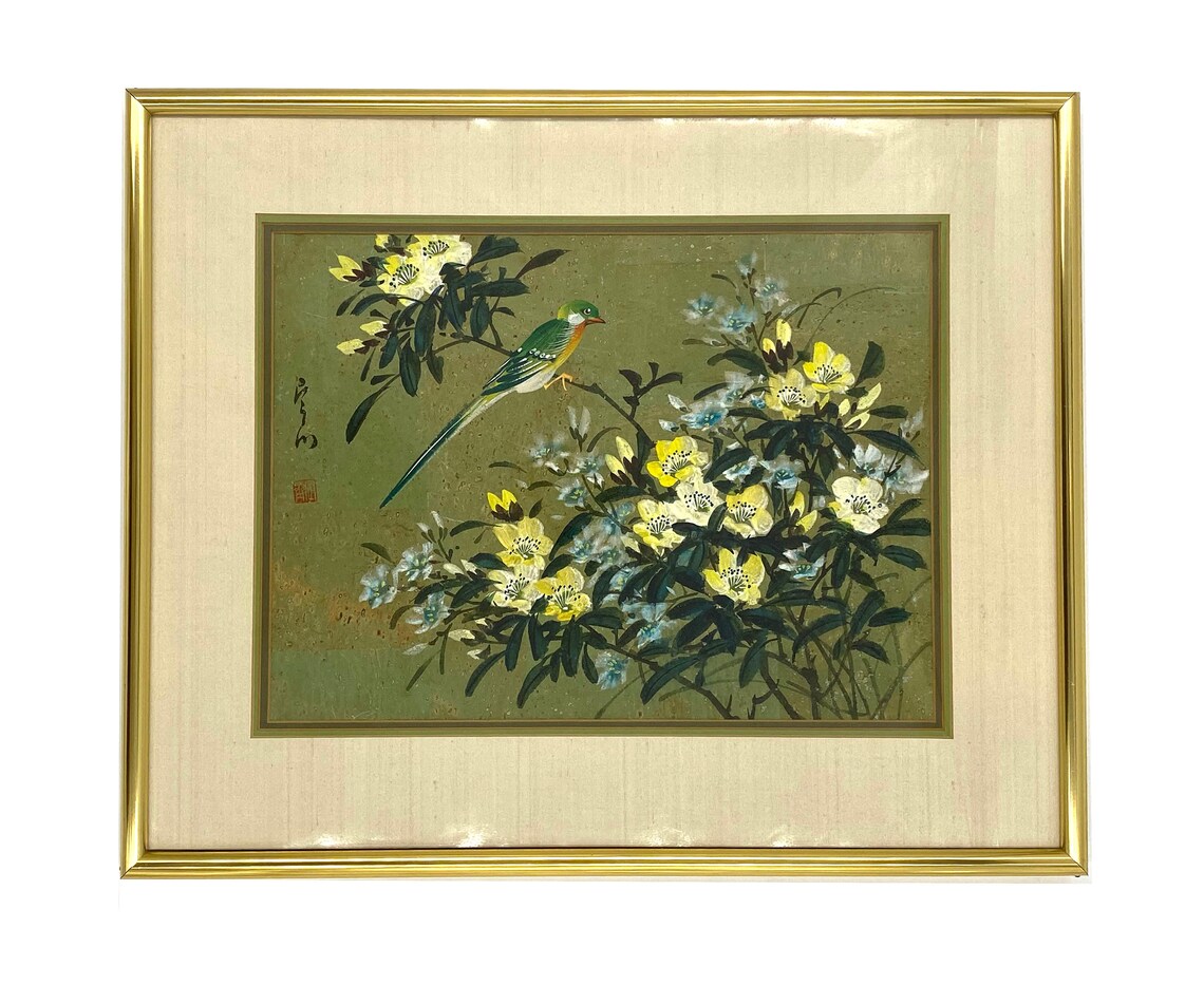 Framed Original Chinese Painting. Oriental Framed Art. Vintage Etsy