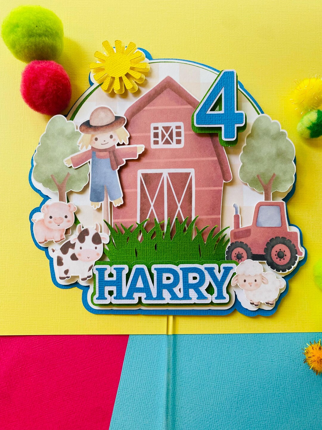 Farm Cake Topper, Farm Animals Party Theme, Animals Cake Topper ...