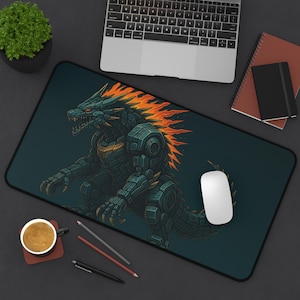 メカビースト ゲーマーデスクマット、ゲーミングマウスパッド、コンピューターデスクアクセサリー、テックオフィス装飾、クールなロボットデザイン
