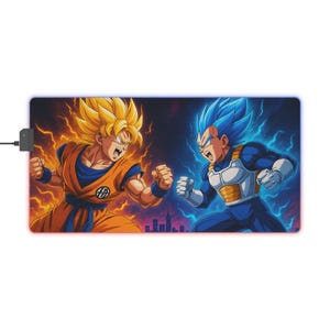 Gaming Mouse Pad, Goku vs Vegeta LED Gamer Mouse Pad - Light Up Desk Mat, Anime Mousepad, RGB Gaming Pad, Dragon Ball Z Gift, Large Extended