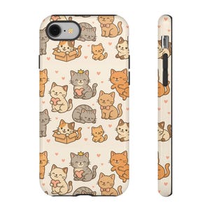 Adorable Cat Phone Case, Cute Kittens iPhone Cover, Whimsical Pet Gift, Cat Lover Accessory, Happy Vibes Protective Case