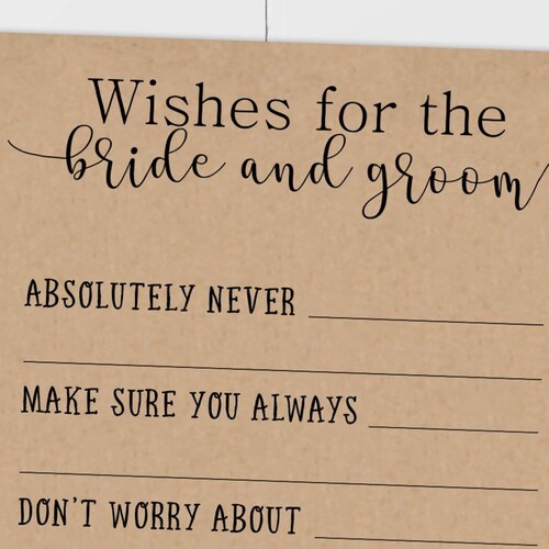 Wishes for the Bride and Groom Advice for the Bride and Groom Etsy Canada