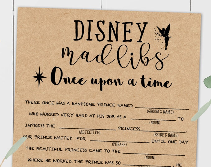 Disney Mad Libs Bridal Shower Games Bridal Shower Gift - Etsy