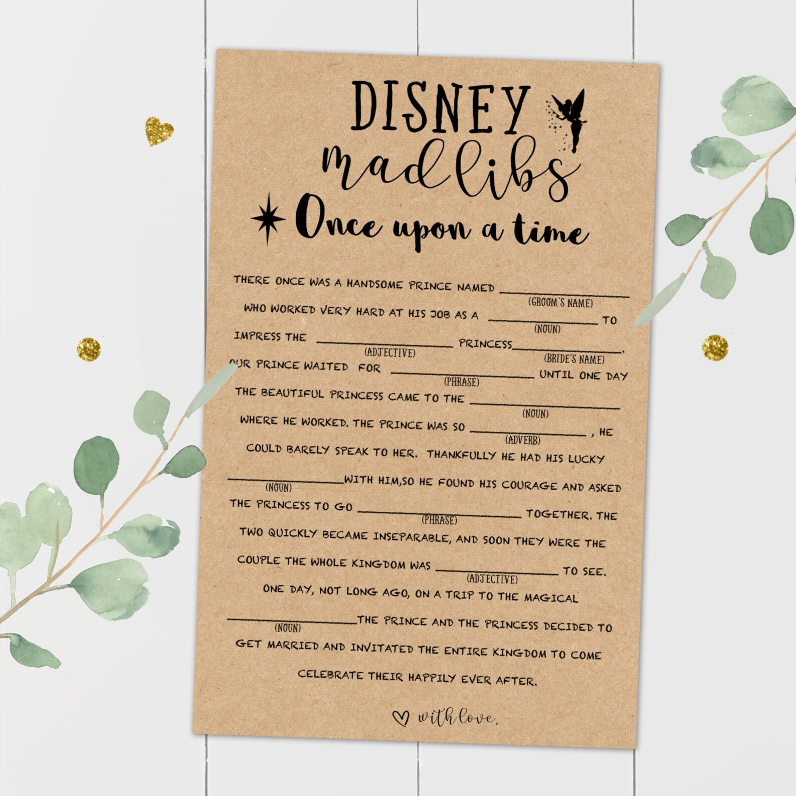 Disney Mad Libs Bridal Shower Games Bridal Shower Gift | Etsy