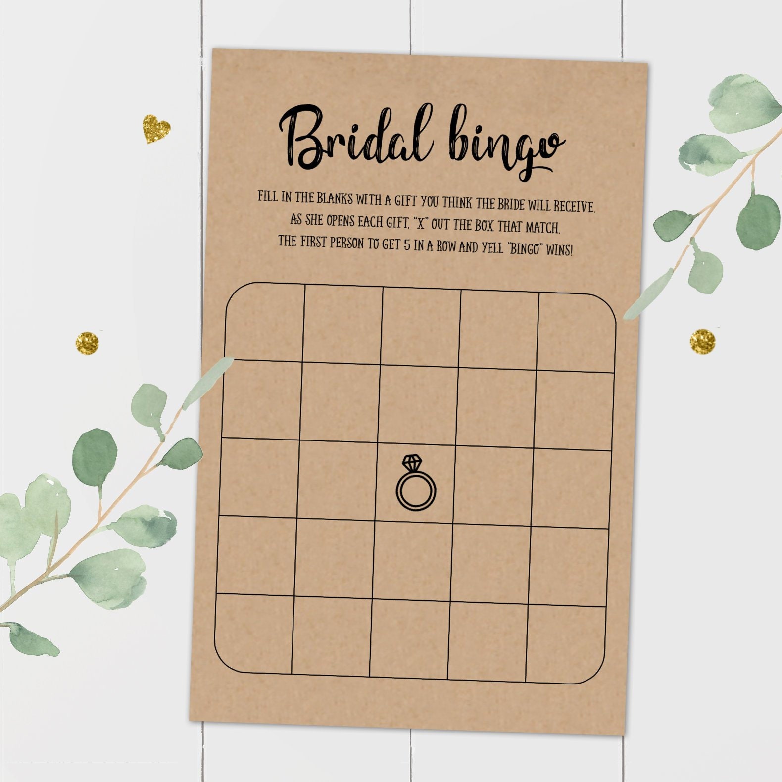 Bridal shower Bingo Cards, Bridal Bingo Cards, Bridal Bingo Printable,  Bridal Bingo Game, Rustic Bridal Shower Bingo Game, Kraft game, PDF For Blank Bridal Shower Bingo Template