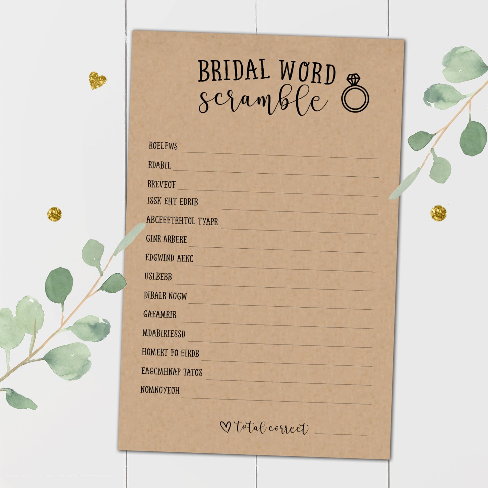 Bridal Word Scramble Game Bridal Shower Games Unscramble Etsy