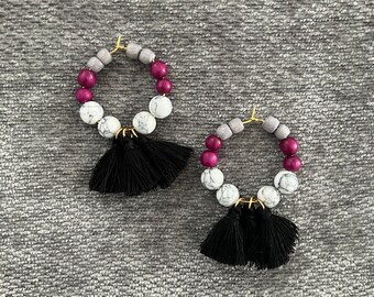Multicolor Small Hoop Earring with Tassels