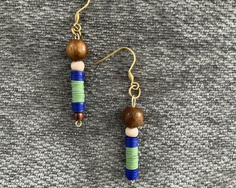 Multicolor dangle earrings, Polymer Clay drop earrings, Beaded dangle
