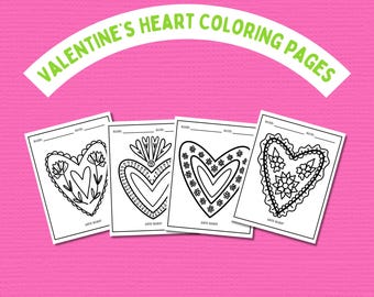 Valentine’s Heart Coloring Pages 1 | Mexican Folk Art (Digital Download)