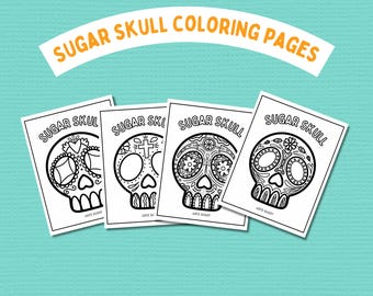 Sugar Skull Coloring Pages 2 | Mexican Folk Art (Digital Download)