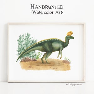 Lambeosaurus Watercolor Dinosaur Nursery Illustration, INSTANT DOWNLOAD, Dinosaur Decor, Dinosaur Print, Kids Dinosaur wall Art, KIDS Room