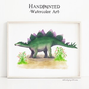 Stegosaurus Watercolor Dinosaur Nursery Illustration, Kids room Dinosaur Decor, Dinosaur Print, Kids Dinosaur wall Art, Boy Room Wall Decor