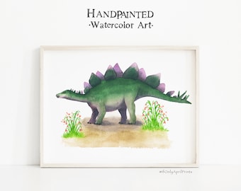 Stegosaurus Watercolor Dinosaur Nursery Illustration, Kids room Dinosaur Decor, Dinosaur Print, Kids Dinosaur wall Art, Boy Room Wall Decor