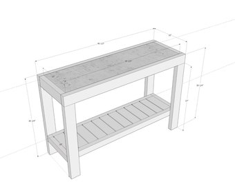 Outdoor console with concrete tabletop woodworking PDF plans printable, digital download
