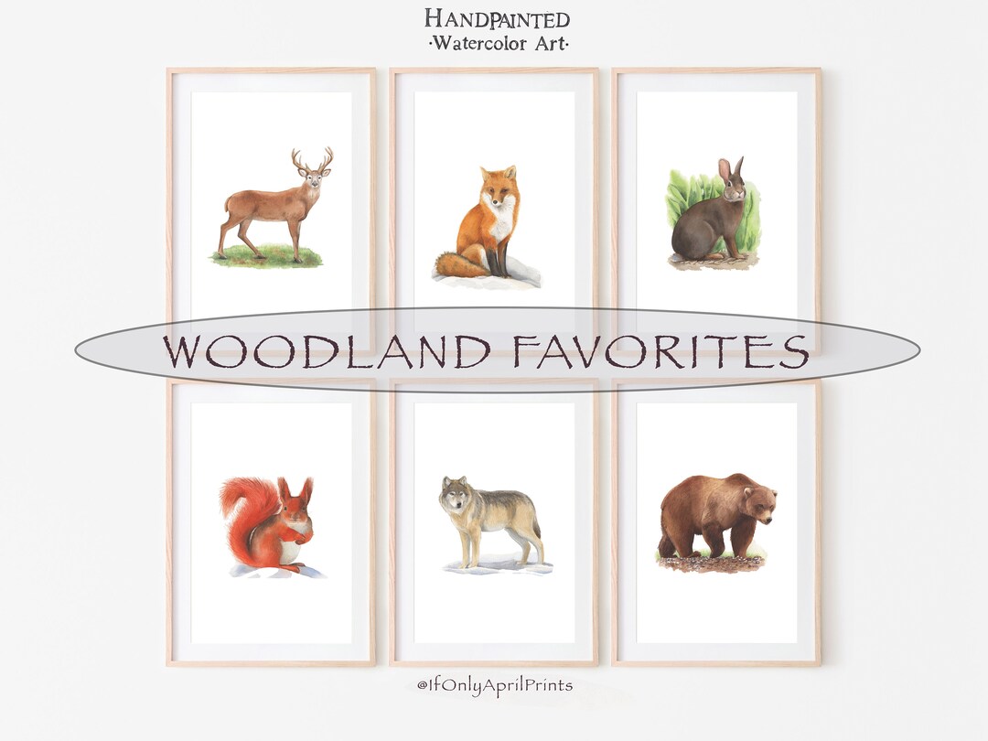 Woodland Animals Watercolor Print Set: Nursery Wall Art (digital ...