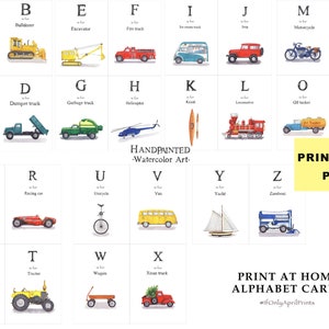 Transport ABC Flash cards, Transport alphabet, Minimal abc cards, Printable flash cards, Digital download,Homeschool art