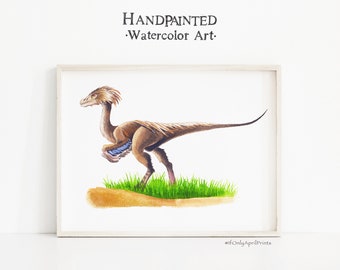 Unenlagia Dinosaur Watercolor Print: Kids Room Wall Art (Digital Download)