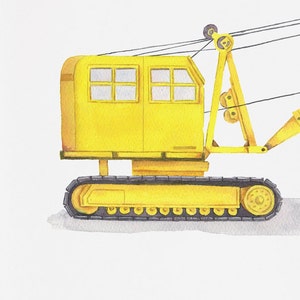 Vintage Excavator Print, DIGITAL DOWNLOAD, Watercolor Transport Print, Kids Room Decor, Construction Truck Art, Watercolor Wall Art image 2