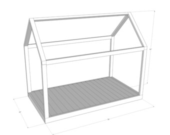 Montessori floor house bed twin size woodworking plan PDF printable, digital download