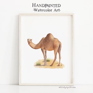 Camel Watercolor Art, DESCARGA INSTANTÁNEA, Safari nursery, Desert Animal, Animal wall art, Baby room décor, Nursery décor, Montessori