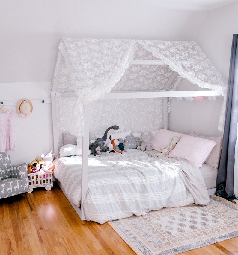 Montessori Floor House Bed full Size Woodworking Plan PDF Etsy