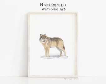 Wolf Watercolor Print: Hand-Painted Forest Animal Art (Digital Download)