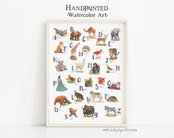 Watercolor Animal Alphabet Print: Woodland Nursery Decor (Digital Download)