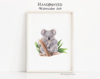 Hand-Painted Koala Watercolor Print: Nursery Animal Wall Art (Digital Download)