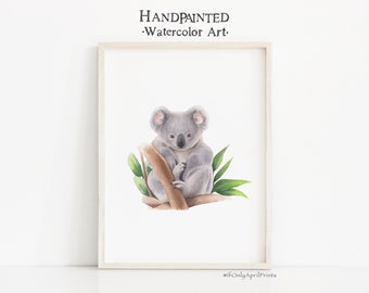 Koala Watercolor print, INSTANT DOWNLOAD, Nursery decor, Animal print, Animal wall art, Baby room decor, Montessori decor, Animal poster