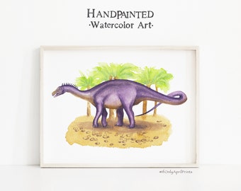 Quaesitosaurus Watercolor Dinosaur Nursery Illustration, INSTANT DOWNLOAD, Kids room Dinosaur Decor, Dinosaur Print, Kids Dinosaur wall Art