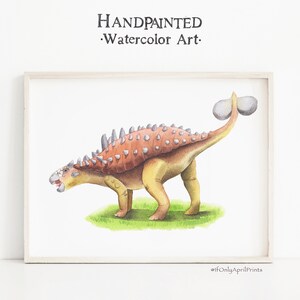 Watercolor Euoplocephalus Dinosaur Nursery Illustration, Kids room Dinosaur Decor, Dinosaur Print, Kids Dinosaur Art, Boy Room Wall Decor