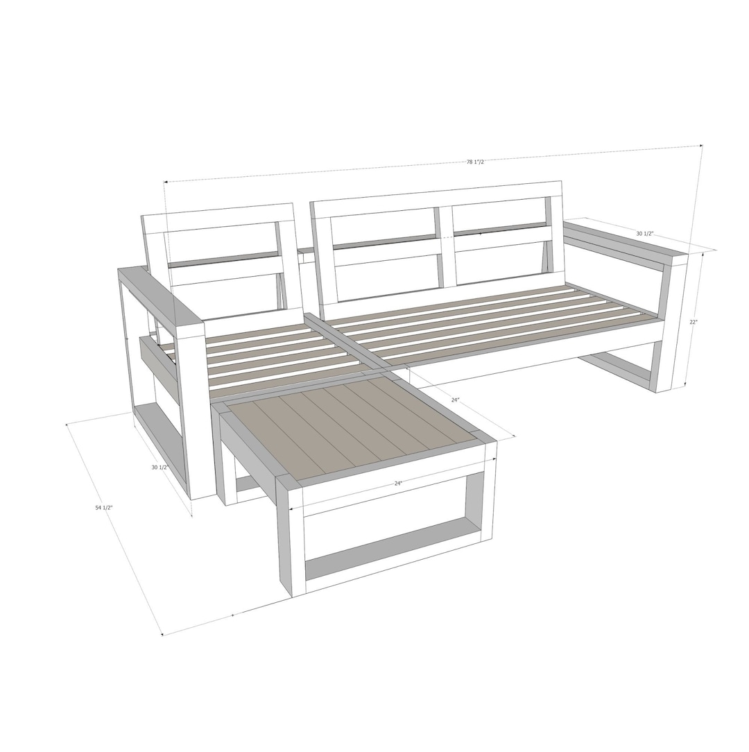 Outdoor Modern Sectional Modular Sofa Woodworking PDF Plan Downloadable ...