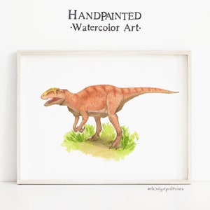 Real Watercolor Fukuiraptor Dinosaur Nursery Illustration, Kids room Dinosaur Decor, Dinosaur Print, Kids Dinosaur wall Art, dino Wall Decor