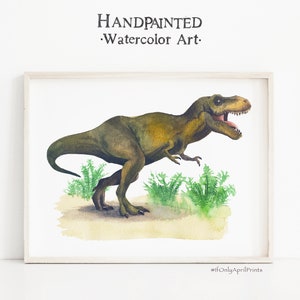Tiranosaur Rex Watercolor Dinosaur Illustration, INSTANT DOWNLOAD, Kids room Dinosaur Decor, Dinosaur Print, Kid Dinosaur wall Art